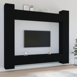 vidaXL 8-tlg. TV-Schrank-Set Schwarz Holzwerkstoff