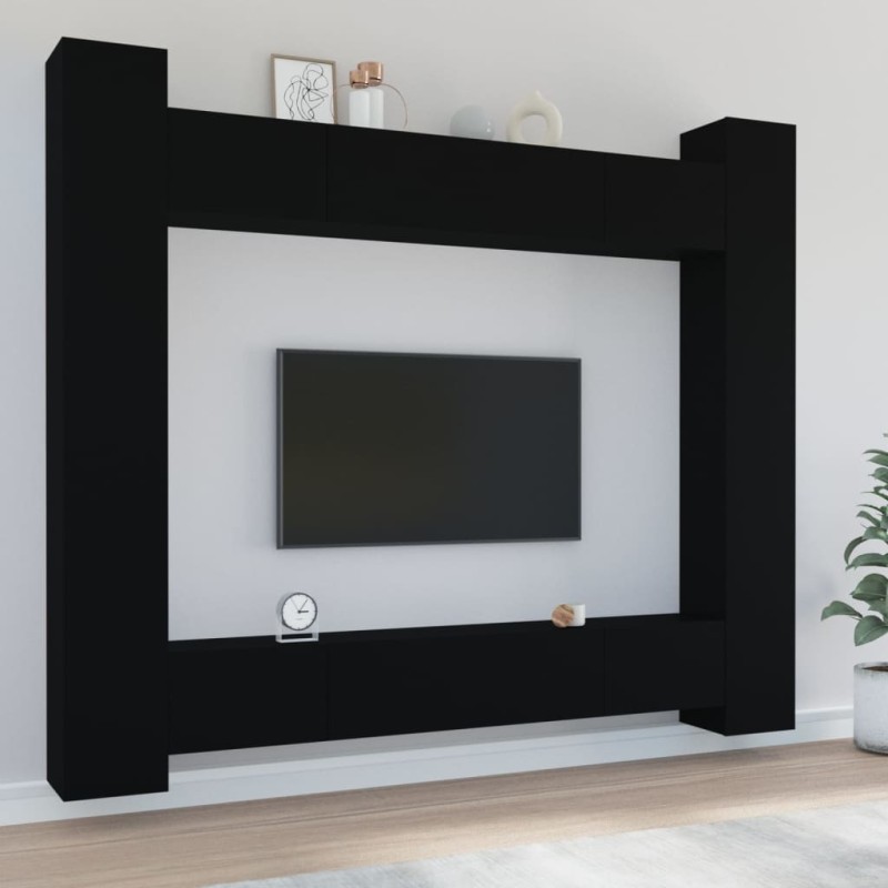 vidaXL 8-tlg. TV-Schrank-Set Schwarz Holzwerkstoff vidaXL 8-tlg. TV-Schrank-Set Schwarz Holzwerkstoff