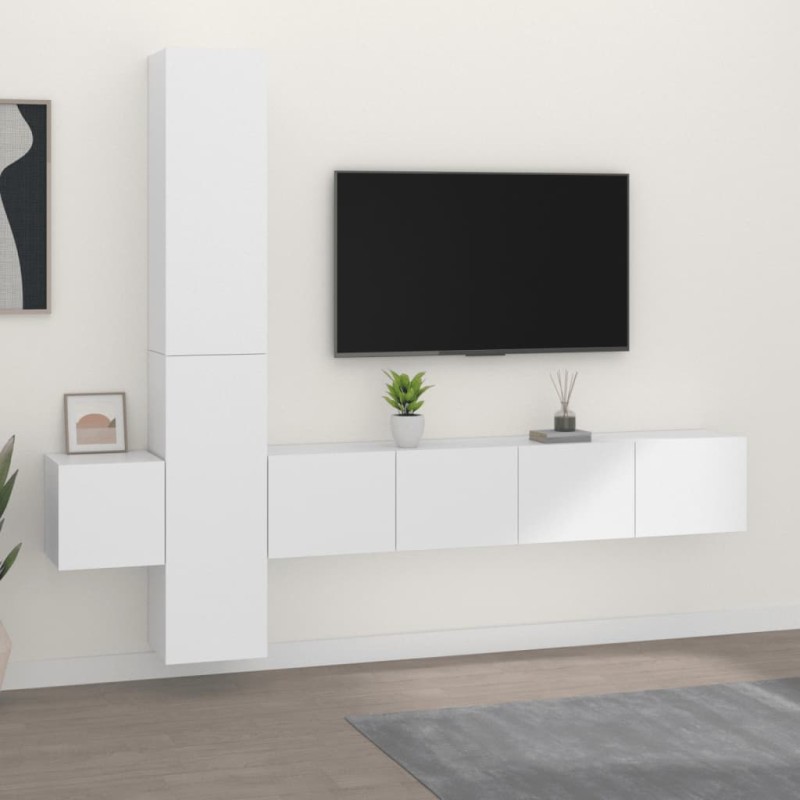 vidaXL 5-tlg. TV-Schrank-Set Weiß Holzwerkstoff vidaXL 5-tlg. TV-Schrank-Set Weiß Holzwerkstoff