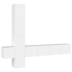 vidaXL 5-tlg. TV-Schrank-Set Weiß Holzwerkstoff