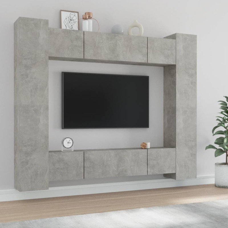 vidaXL 8-tlg. TV-Schrank-Set Betongrau Holzwerkstoff vidaXL 8-tlg. TV-Schrank-Set Betongrau Holzwerkstoff
