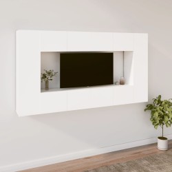 vidaXL 8-tlg. TV-Schrank-Set Weiß Holzwerkstoff