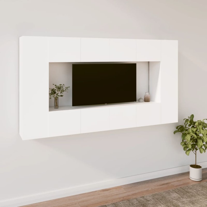 vidaXL 8-tlg. TV-Schrank-Set Weiß Holzwerkstoff vidaXL 8-tlg. TV-Schrank-Set Weiß Holzwerkstoff