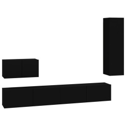 vidaXL 4-tlg. TV-Schrank-Set Schwarz Holzwerkstoff