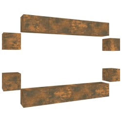 vidaXL 8-tlg. TV-Schrank-Set Räuchereiche Holzwerkstoff