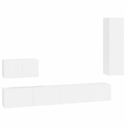 vidaXL 4-tlg. TV-Schrank-Set Hochglanz-Weiß Holzwerkstoff
