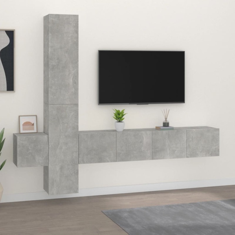 vidaXL 5-tlg. TV-Schrank-Set Betongrau Holzwerkstoff vidaXL 5-tlg. TV-Schrank-Set Betongrau Holzwerkstoff