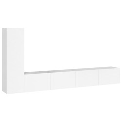 vidaXL 3-tlg. TV-Schrank-Set Hochglanz-Weiß Holzwerkstoff