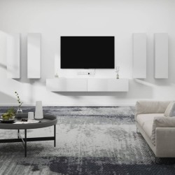 vidaXL 6-tlg. TV-Schrank-Set Weiß Holzwerkstoff