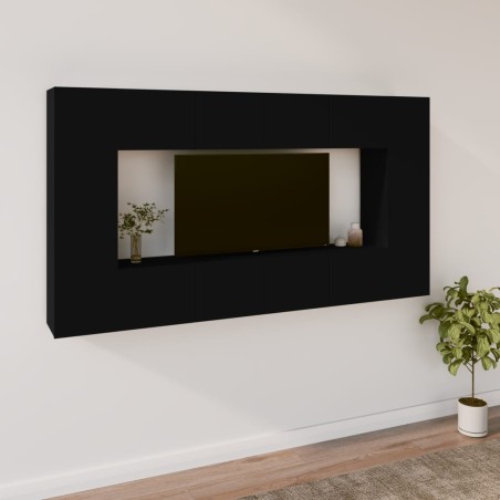 vidaXL 8-tlg. TV-Schrank-Set Schwarz Holzwerkstoff