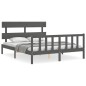 Massivholzbett mit Kopfteil Grau 160x200 cm Massivholzbett mit Kopfteil Grau 160x200 cm