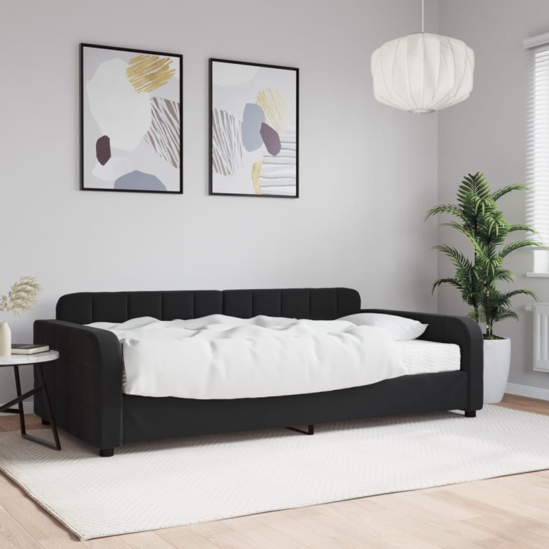 vidaXL Tagesbett mit Matratze Schwarz 100x200 cm Samt vidaXL Tagesbett mit Matratze Schwarz 100x200 cm Samt