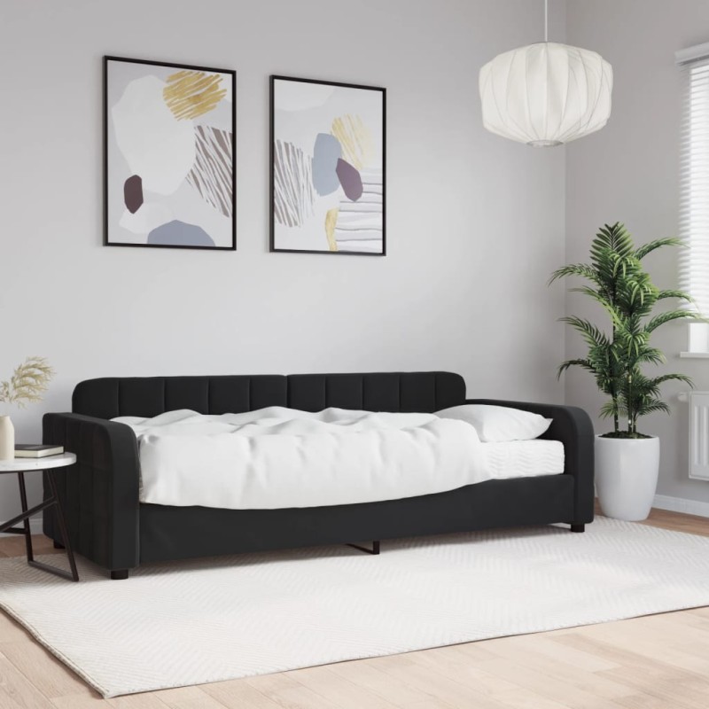 vidaXL Tagesbett mit Matratze Schwarz 80x200 cm Samt vidaXL Tagesbett mit Matratze Schwarz 80x200 cm Samt