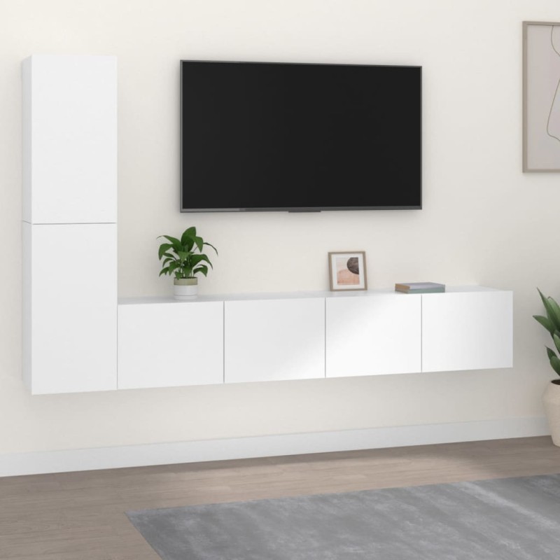 vidaXL 4-tlg. TV-Schrank-Set Weiß Holzwerkstoff vidaXL 4-tlg. TV-Schrank-Set Weiß Holzwerkstoff