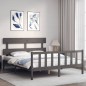 Massivholzbett mit Kopfteil Grau 160x200 cm Massivholzbett mit Kopfteil Grau 160x200 cm