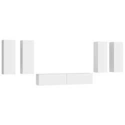 vidaXL 6-tlg. TV-Schrank-Set Hochglanz-Weiß Holzwerkstoff