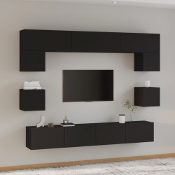 vidaXL 8-tlg. TV-Schrank-Set Schwarz Holzwerkstoff