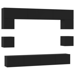 vidaXL 8-tlg. TV-Schrank-Set Schwarz Holzwerkstoff