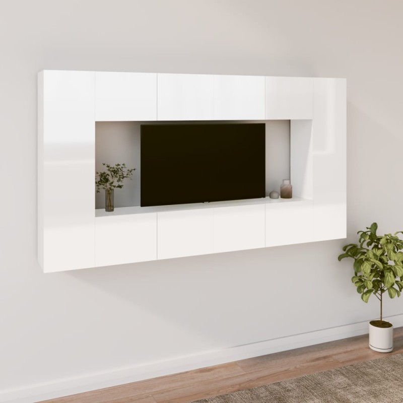 vidaXL 8-tlg. TV-Schrank-Set Hochglanz-Weiß Holzwerkstoff vidaXL 8-tlg. TV-Schrank-Set Hochglanz-Weiß Holzwerkstoff