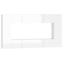 vidaXL 8-tlg. TV-Schrank-Set Hochglanz-Weiß Holzwerkstoff