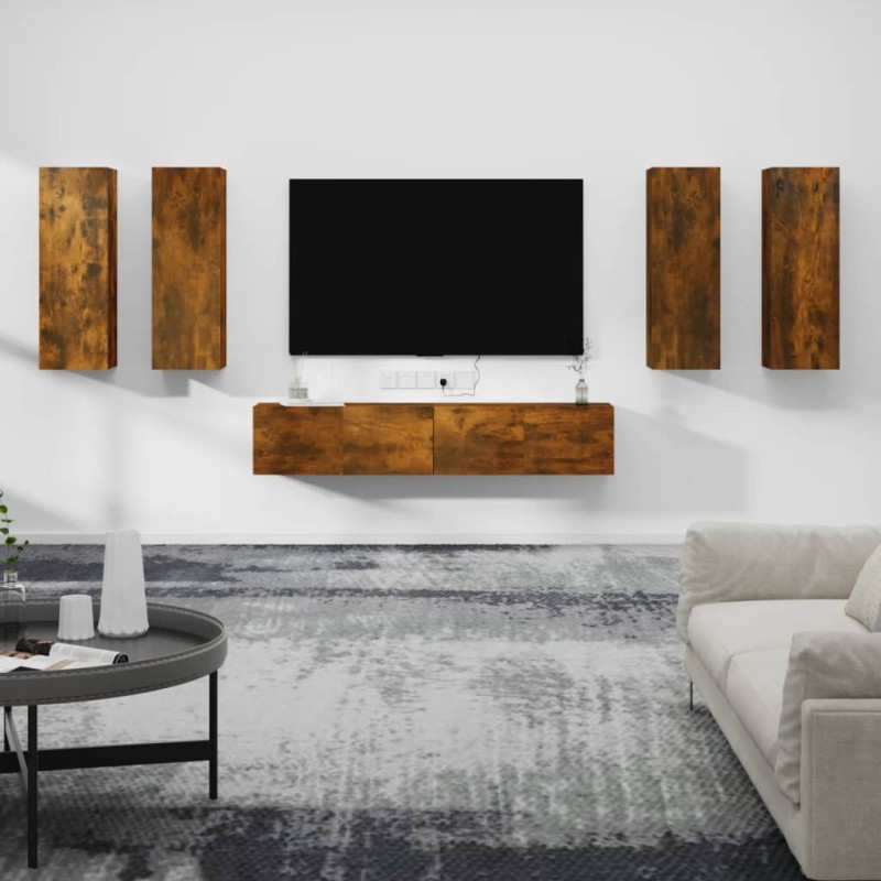 vidaXL 6-tlg. TV-Schrank-Set Räuchereiche Holzwerkstoff vidaXL 6-tlg. TV-Schrank-Set Räuchereiche Holzwerkstoff