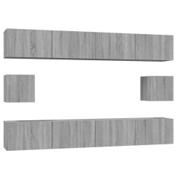 vidaXL 6-tlg. TV-Schrank-Set Grau Sonoma Holzwerkstoff