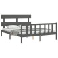 Massivholzbett mit Kopfteil Grau 160x200 cm Massivholzbett mit Kopfteil Grau 160x200 cm