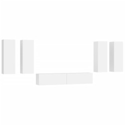 vidaXL 6-tlg. TV-Schrank-Set Weiß Holzwerkstoff