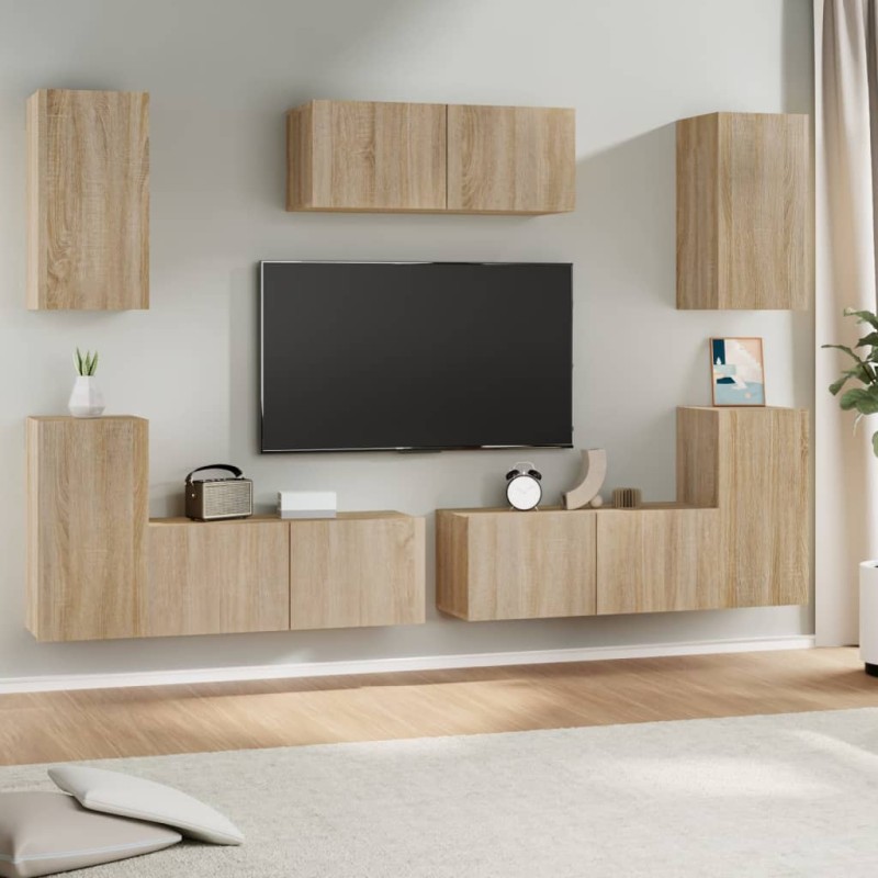 vidaXL 7-tlg. TV-Schrank-Set Sonoma-Eiche Holzwerkstoff vidaXL 7-tlg. TV-Schrank-Set Sonoma-Eiche Holzwerkstoff