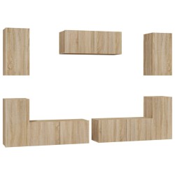 vidaXL 7-tlg. TV-Schrank-Set Sonoma-Eiche Holzwerkstoff