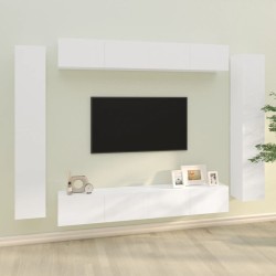 vidaXL 8-tlg. TV-Schrank-Set Hochglanz-Weiß Holzwerkstoff