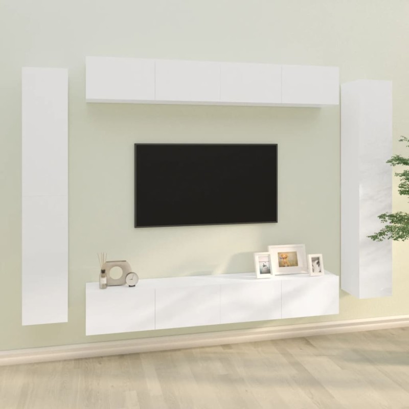 vidaXL 8-tlg. TV-Schrank-Set Hochglanz-Weiß Holzwerkstoff vidaXL 8-tlg. TV-Schrank-Set Hochglanz-Weiß Holzwerkstoff