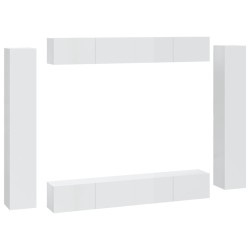 vidaXL 8-tlg. TV-Schrank-Set Hochglanz-Weiß Holzwerkstoff