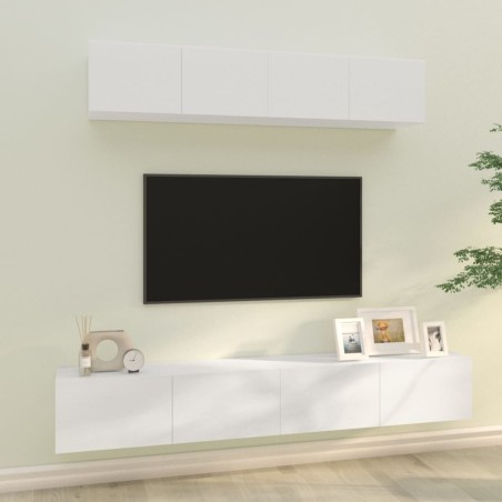 vidaXL 4-tlg. TV-Schrank-Set Hochglanz-Weiß Holzwerkstoff