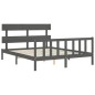 Massivholzbett mit Kopfteil Grau 160x200 cm Massivholzbett mit Kopfteil Grau 160x200 cm