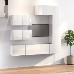 vidaXL 6-tlg. TV-Schrank-Set Hochglanz-Weiß Holzwerkstoff