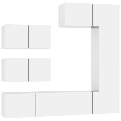 vidaXL 6-tlg. TV-Schrank-Set Hochglanz-Weiß Holzwerkstoff