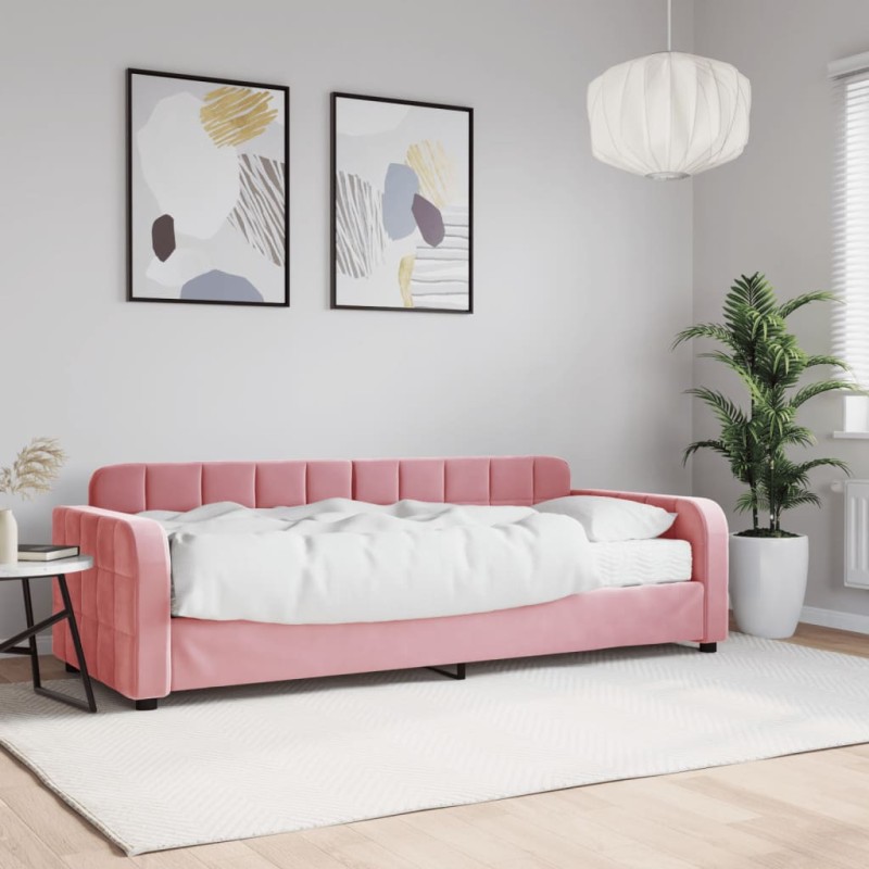 vidaXL Tagesbett mit Matratze Rosa 80x200 cm Samt vidaXL Tagesbett mit Matratze Rosa 80x200 cm Samt