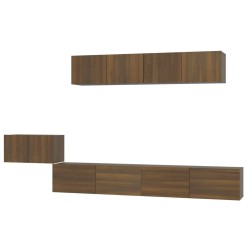 vidaXL 5-tlg. TV-Schrank-Set Braun Eichen-Optik Holzwerkstoff