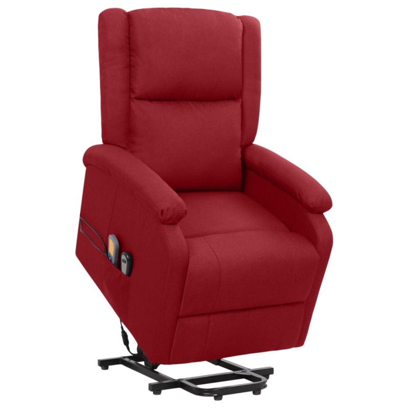 Massagesessel mit Aufstehhilfe Weinrot Stoff Massagesessel mit Aufstehhilfe Weinrot Stoff
