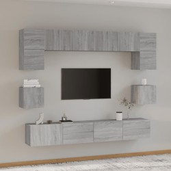 vidaXL 8-tlg. TV-Schrank-Set Grau Sonoma Holzwerkstoff
