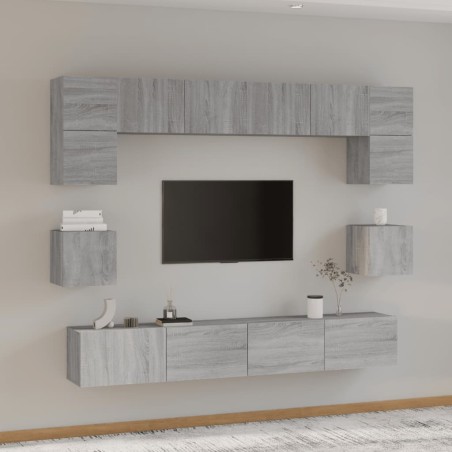vidaXL 8-tlg. TV-Schrank-Set Grau Sonoma Holzwerkstoff