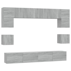 vidaXL 8-tlg. TV-Schrank-Set Grau Sonoma Holzwerkstoff