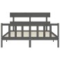 Massivholzbett mit Kopfteil Grau 160x200 cm Massivholzbett mit Kopfteil Grau 160x200 cm