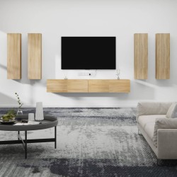 vidaXL 6-tlg. TV-Schrank-Set Sonoma-Eiche Holzwerkstoff