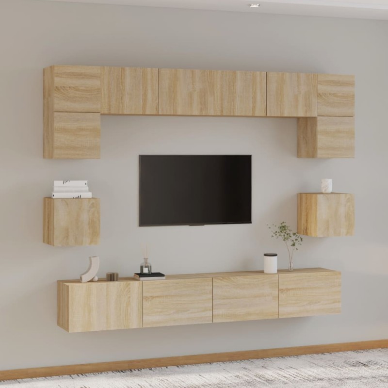 vidaXL 8-tlg. TV-Schrank-Set Sonoma-Eiche Holzwerkstoff vidaXL 8-tlg. TV-Schrank-Set Sonoma-Eiche Holzwerkstoff