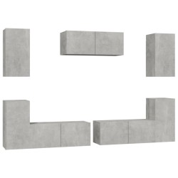 vidaXL 7-tlg. TV-Schrank-Set Betongrau Holzwerkstoff