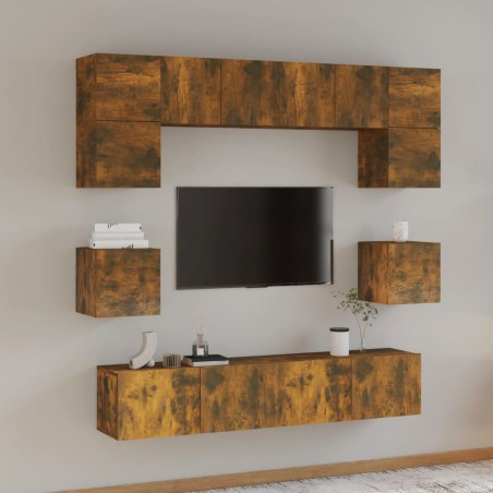 vidaXL 8-tlg. TV-Schrank-Set Räuchereiche Holzwerkstoff