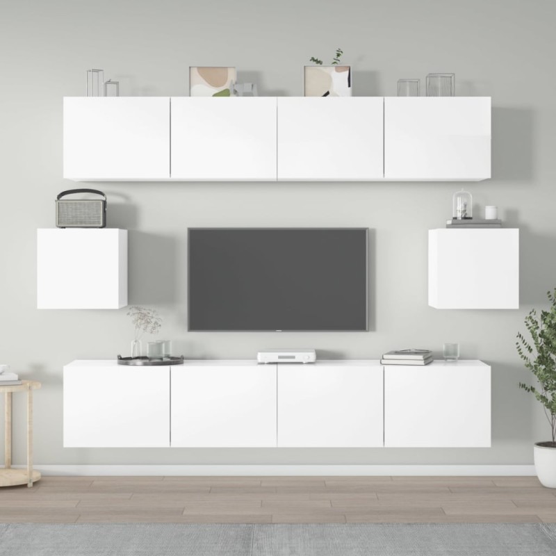 vidaXL 6-tlg. TV-Schrank-Set Hochglanz-Weiß Holzwerkstoff vidaXL 6-tlg. TV-Schrank-Set Hochglanz-Weiß Holzwerkstoff