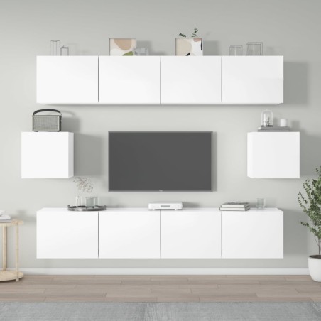 vidaXL 6-tlg. TV-Schrank-Set Hochglanz-Weiß Holzwerkstoff